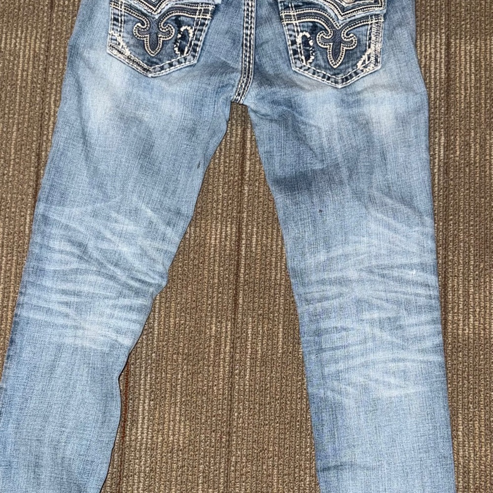 Rock Revival Blue Denim Jeans with Orange Stitching - Picture 8 of 8